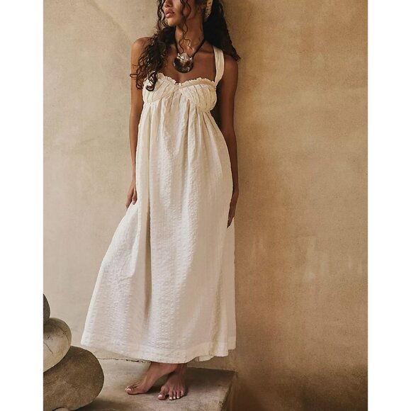 FREE PEOPLE Poppy Midi Dress / Coconut Milk - Picture 2 of 9